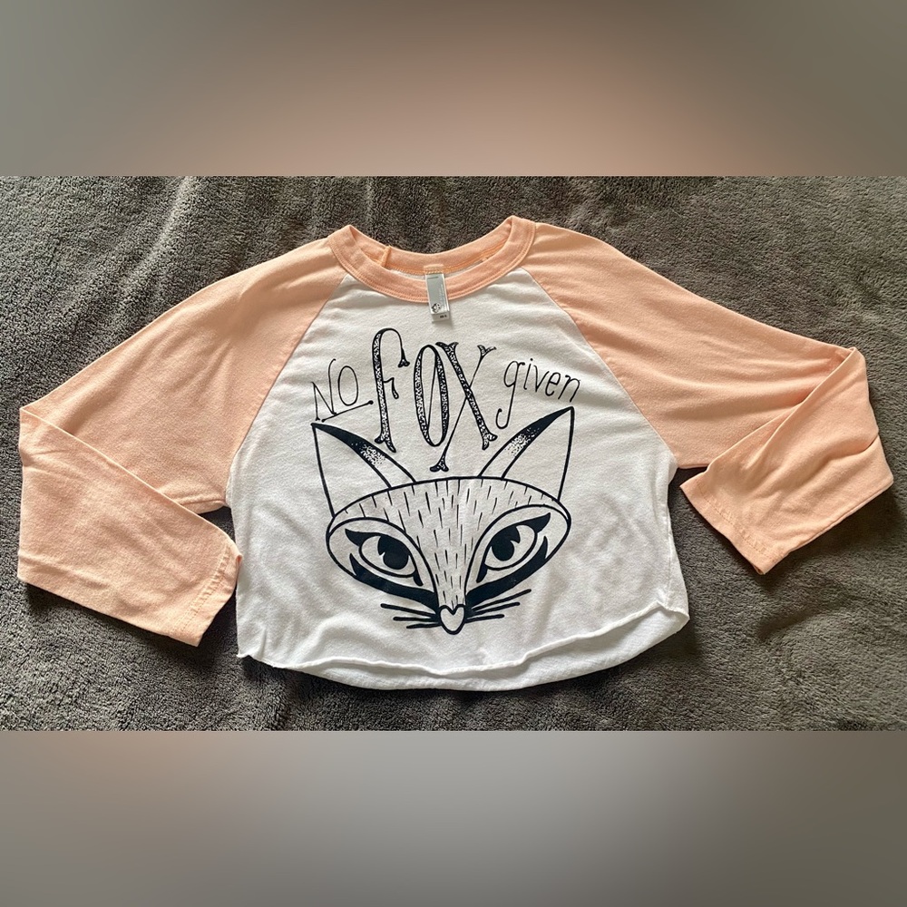 Women’s No Fox Given American Apparel xs/s baseball cropped long sleeve top